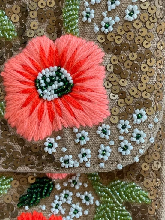 America & Beyond Floral Sequin Crossbody Bag in Coral and Gold - Picture 5 of 13